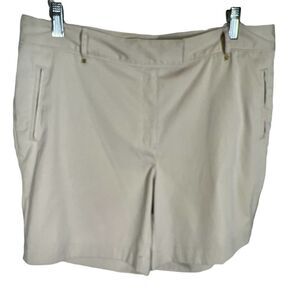 Lady Hogan Tan Flat Front Chino Bermuda Shorts Women’s Size 12